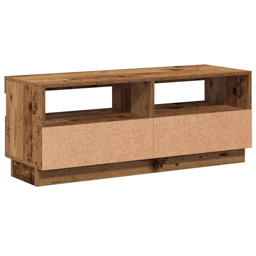 Meuble TV avec lumières LED vieux bois bois d'ingénierie - 9