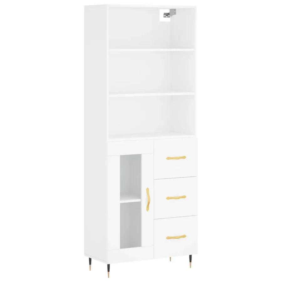Buffet haut Blanc 69,5x34x180 cm Bois d'ingénierie - 2