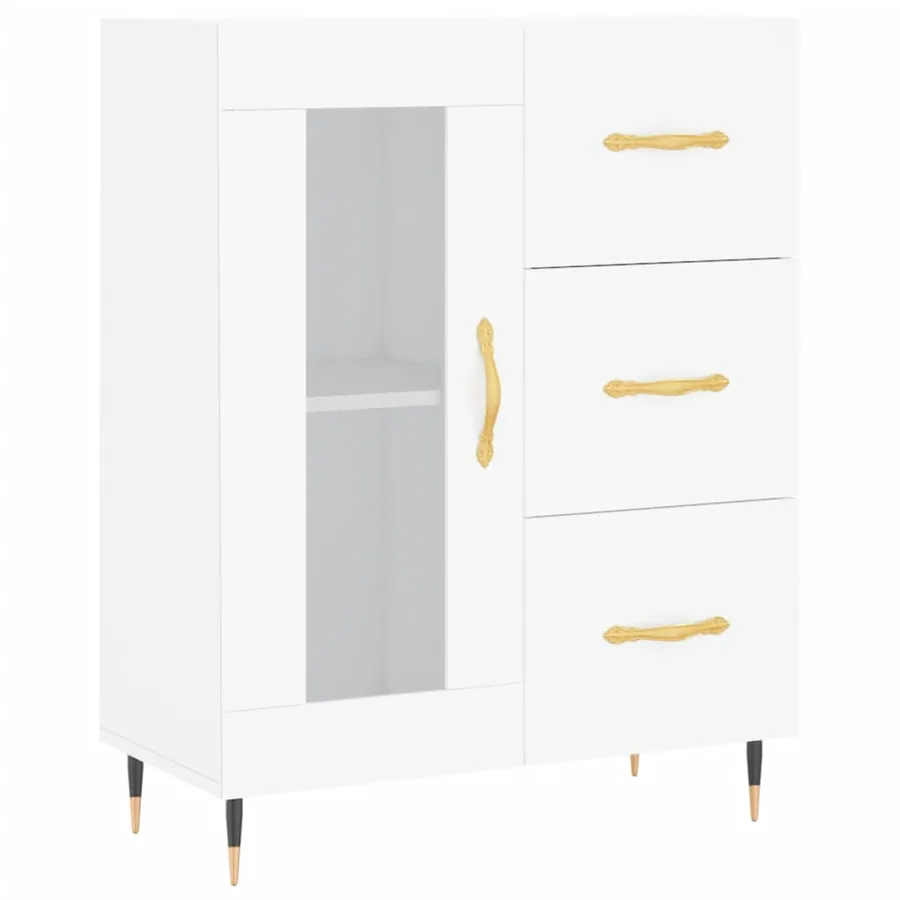 Buffet haut Blanc 69,5x34x180 cm Bois d'ingénierie - 6