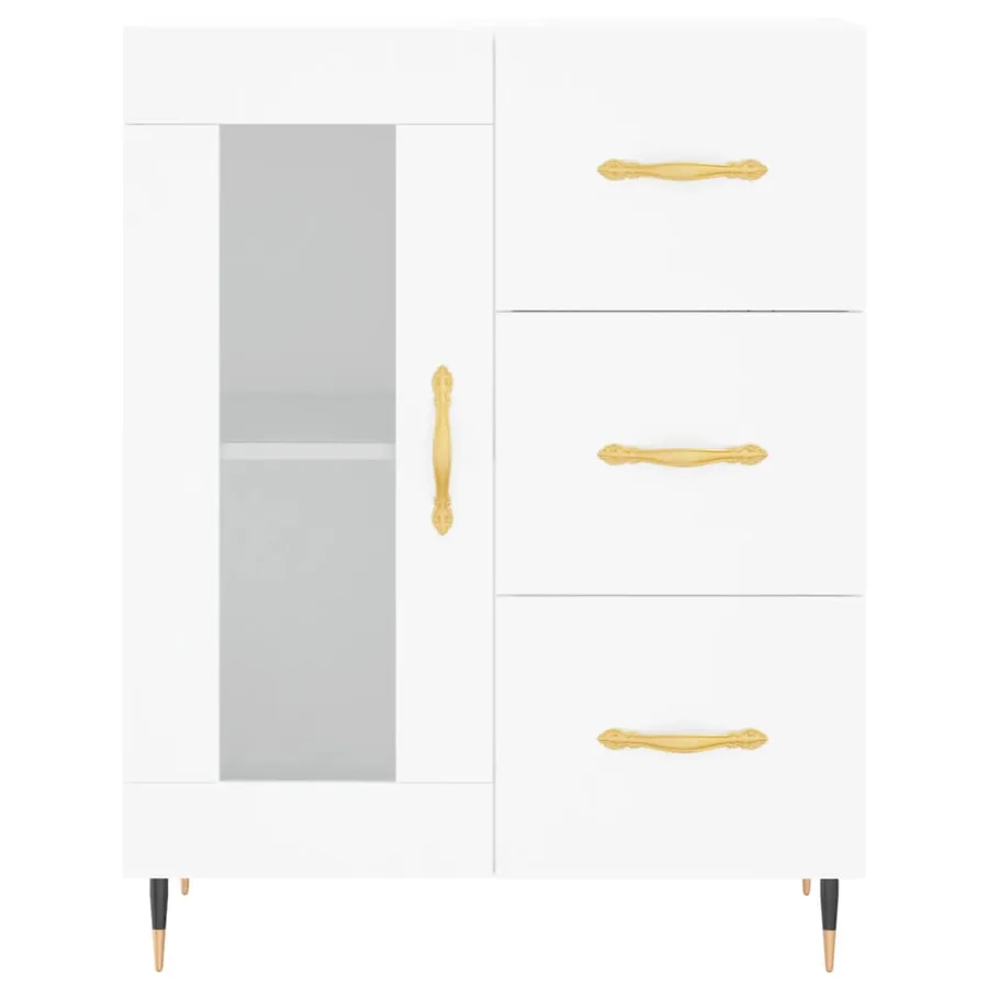 Buffet haut Blanc 69,5x34x180 cm Bois d'ingénierie - 7