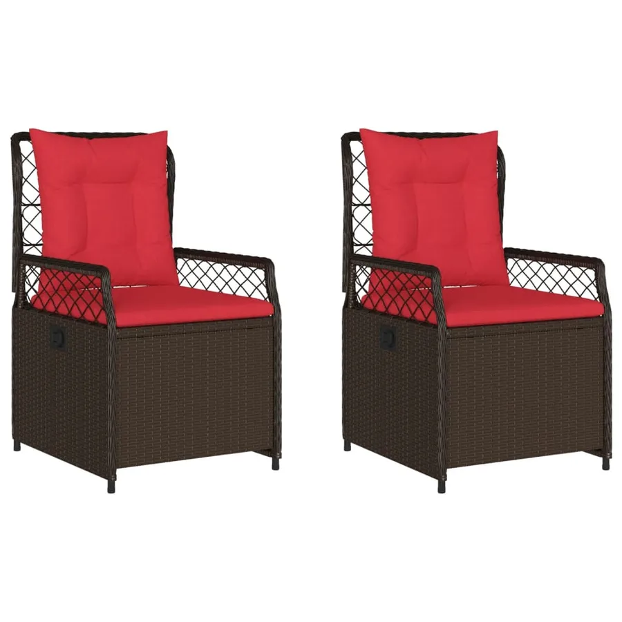 Chaises de jardin inclinables lot de 2 marron résine tressée - 2
