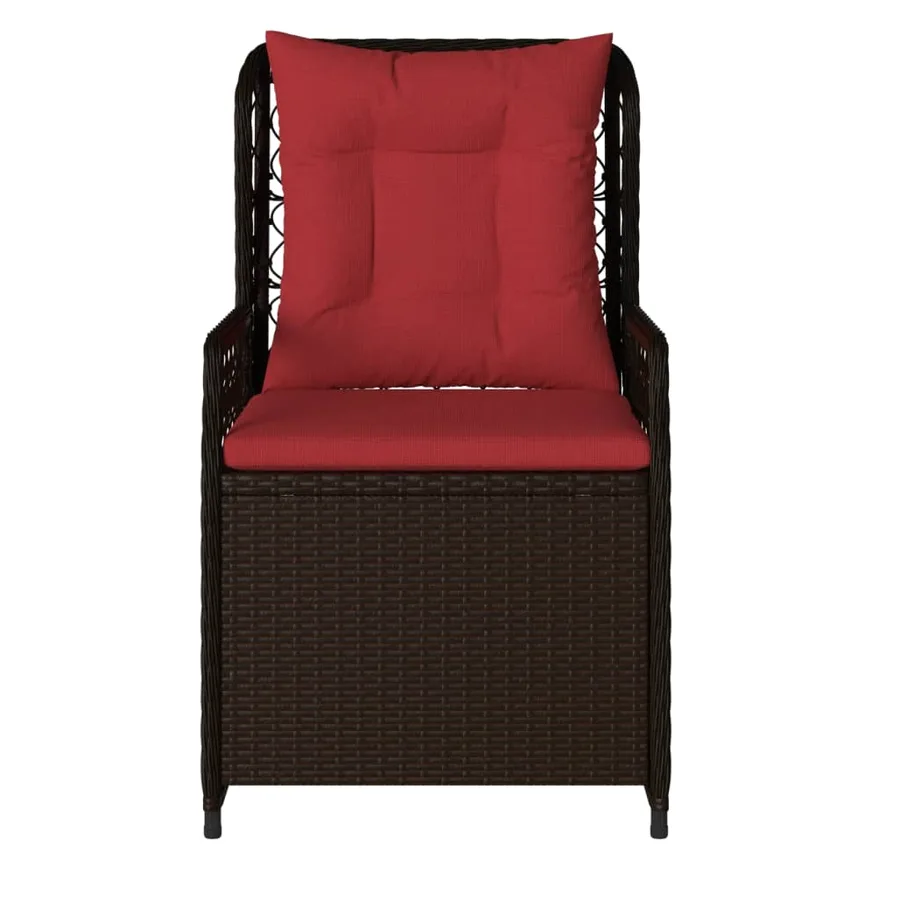 Chaises de jardin inclinables lot de 2 marron résine tressée - 5