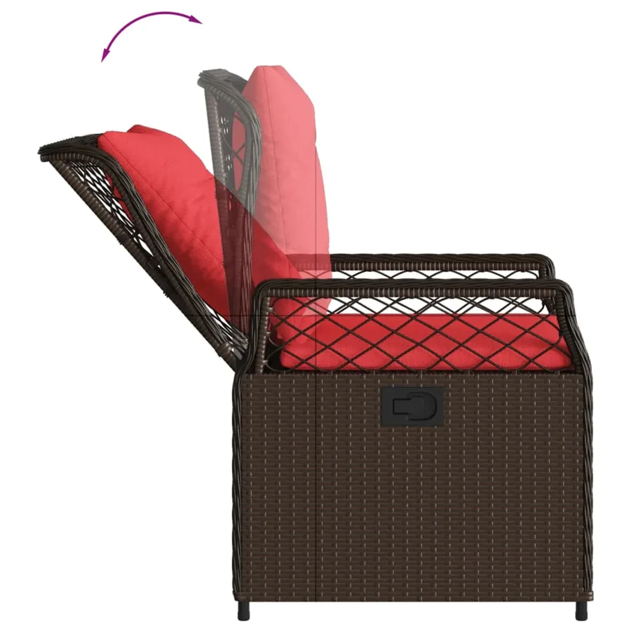 Chaises de jardin inclinables lot de 2 marron résine tressée - 8