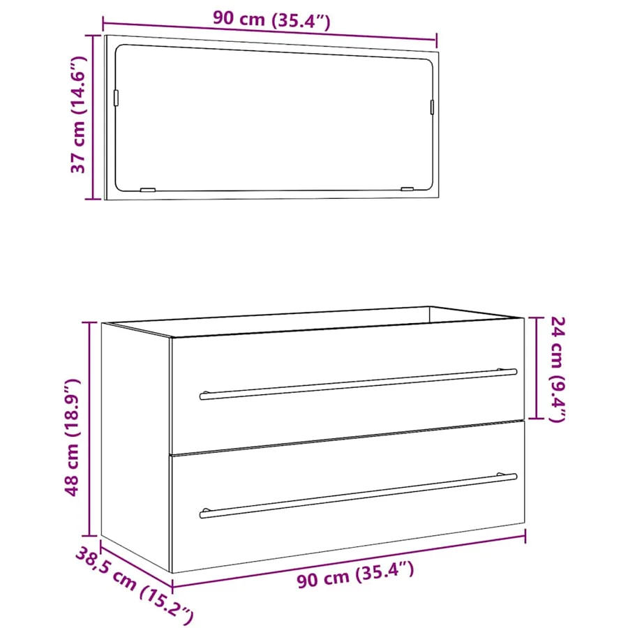 Ensemble de meubles salle de bain 2 pcs bois d'ingénierie - 13