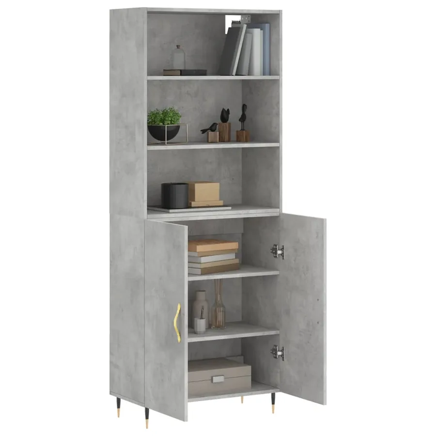 Buffet haut Gris béton 69,5x34x180 cm Bois d'ingénierie - 11