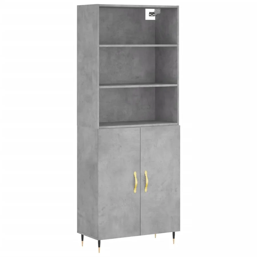 Buffet haut Gris béton 69,5x34x180 cm Bois d'ingénierie - 2