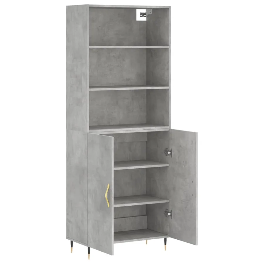 Buffet haut Gris béton 69,5x34x180 cm Bois d'ingénierie - 3