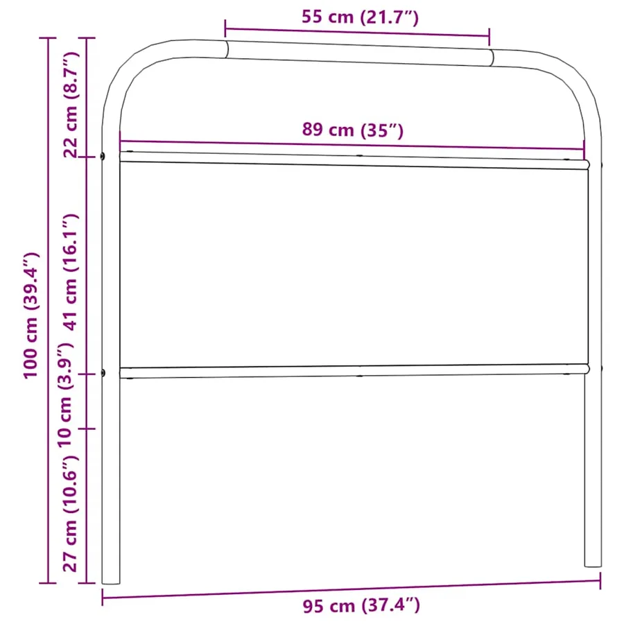 Tête de lit de remplacement chêne sonoma 90 cm acier et bois d'ingénierie - 7