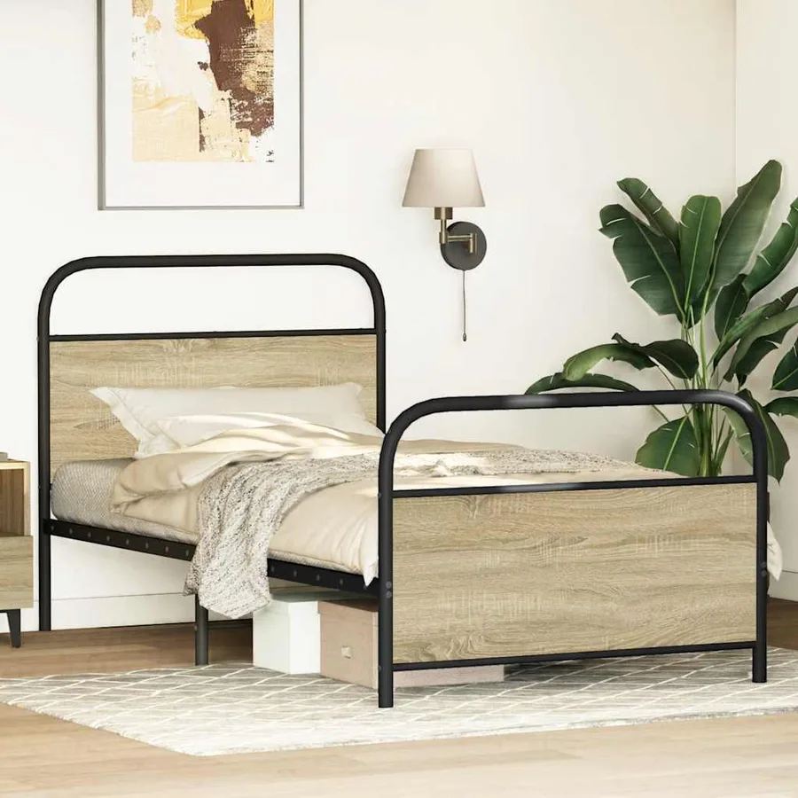 Cadre de lit sans matelas 100x200 cm chêne sonoma - 3