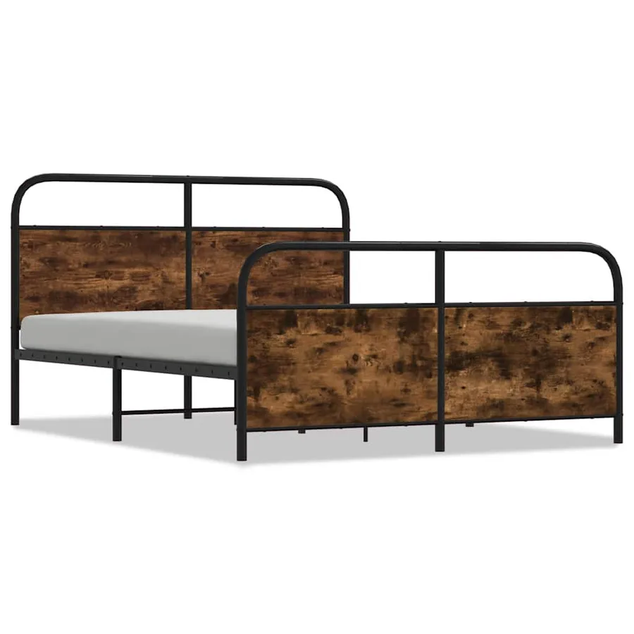 Cadre de lit en métal sans matelas chêne fumé 180x200 cm - 2