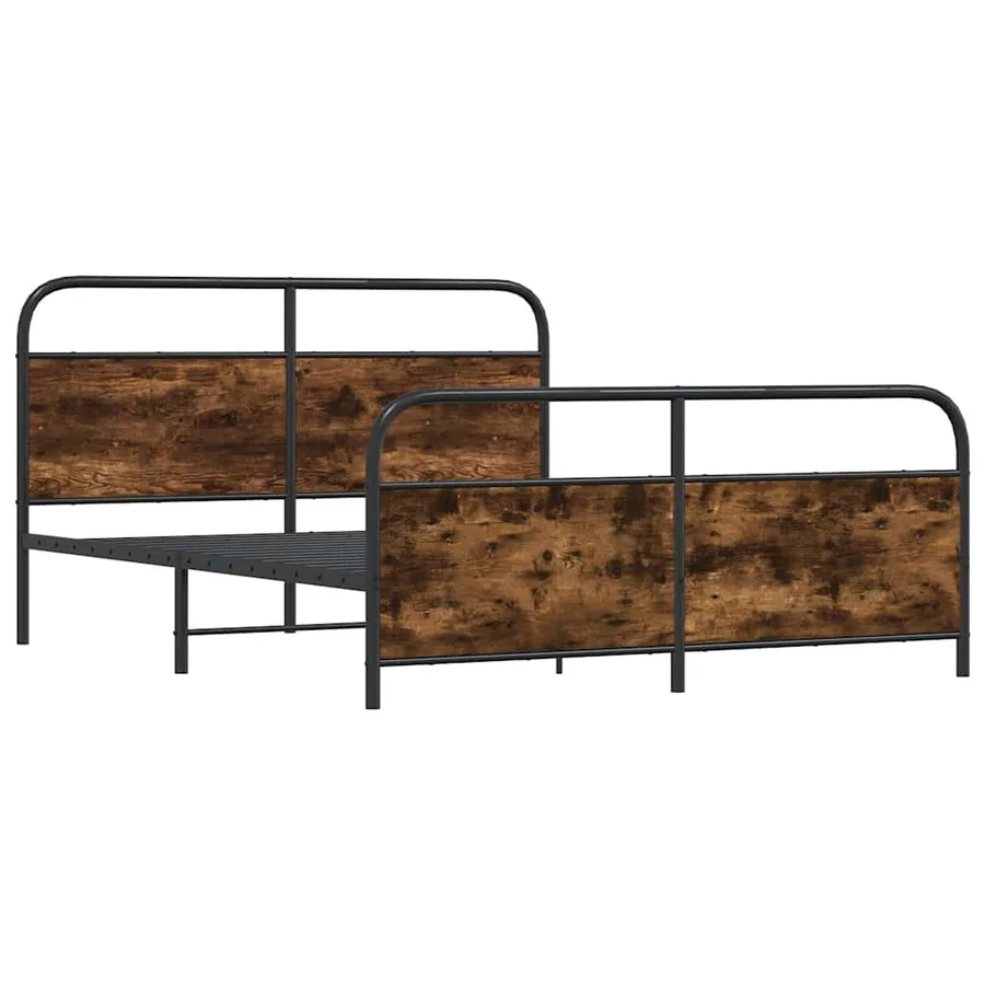 Cadre de lit en métal sans matelas chêne fumé 180x200 cm - 3
