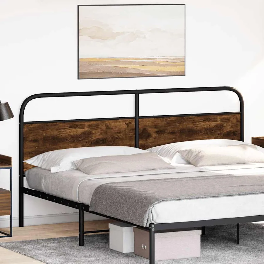 Tête de lit de remplacement chêne fumé 190 cm acier et bois d'ingénierie - 2