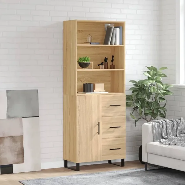 Buffet haut Chêne sonoma 69,5x34x180 cm Bois d'ingénierie