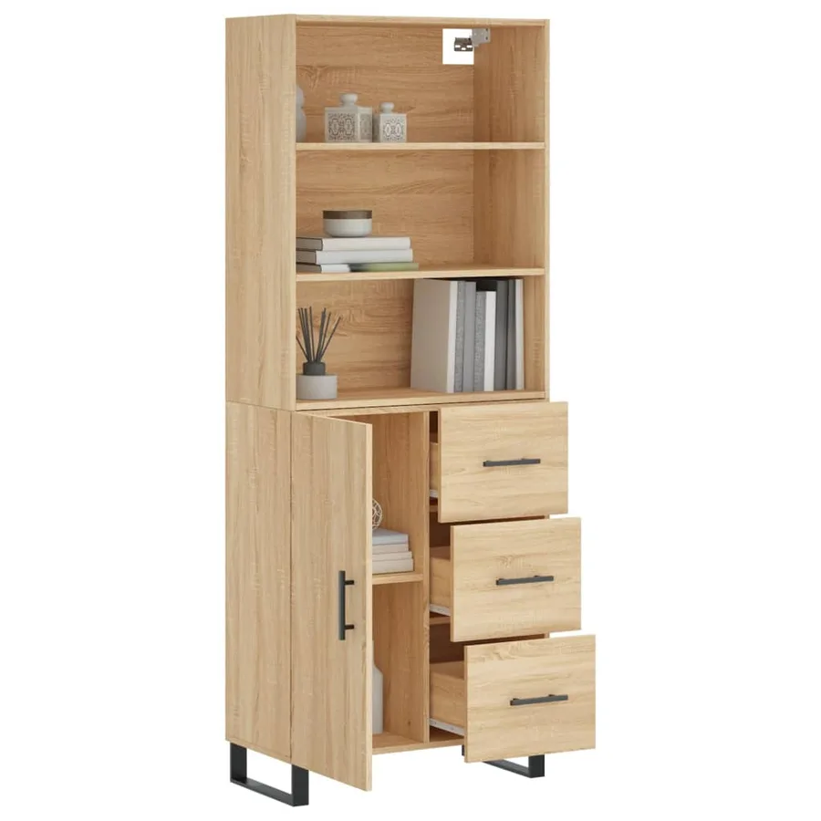 Buffet haut Chêne sonoma 69,5x34x180 cm Bois d'ingénierie - 3
