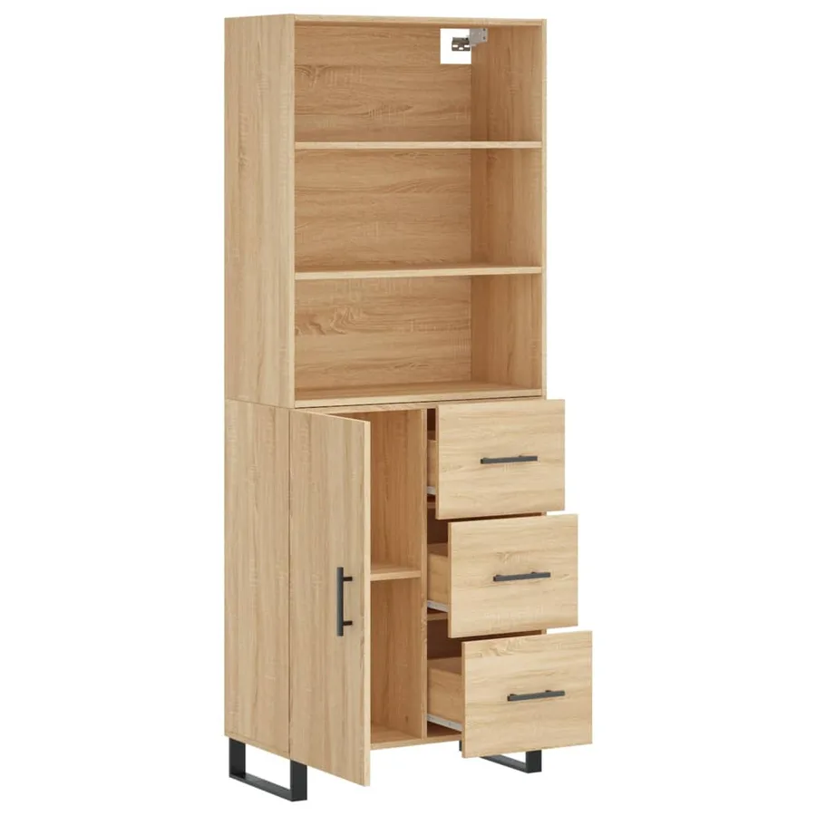 Buffet haut Chêne sonoma 69,5x34x180 cm Bois d'ingénierie - 4