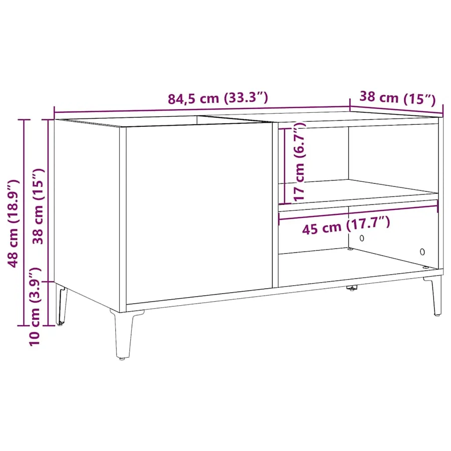 Armoire à disques vieux bois 84,5x38x48 cm bois d'ingénierie - 10