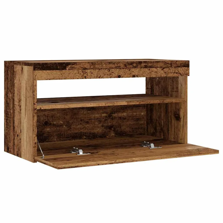 Meuble TV avec lumières LED vieux bois bois d'ingénierie - 14
