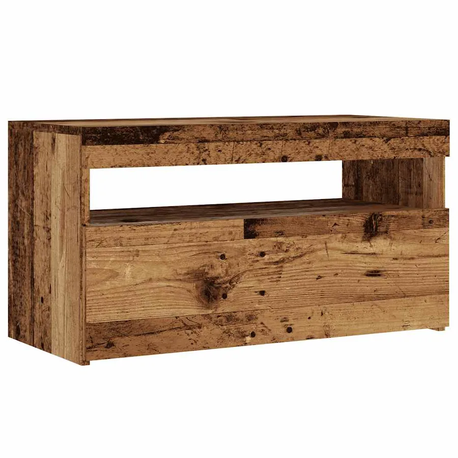 Meuble TV avec lumières LED vieux bois bois d'ingénierie - 6