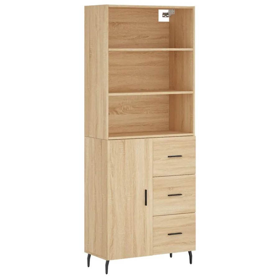 Buffet haut Chêne sonoma 69,5x34x180 cm Bois d'ingénierie - 2