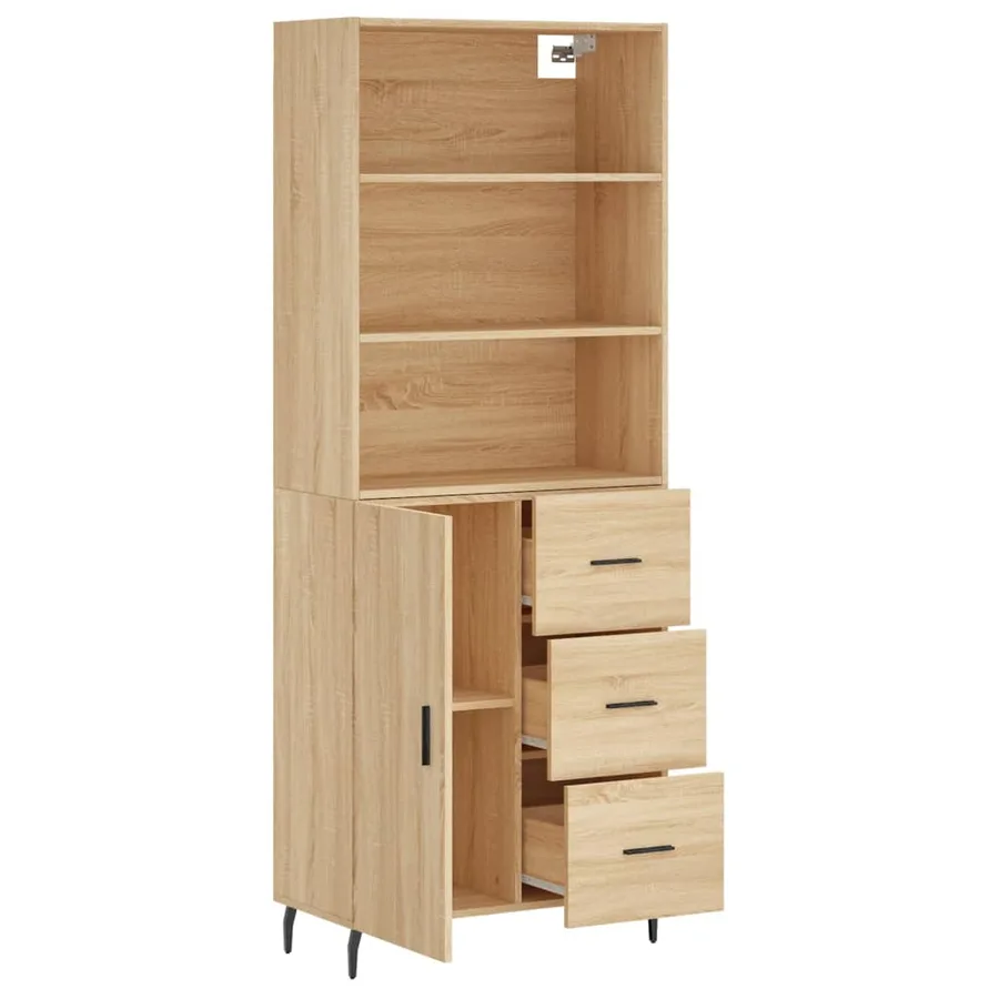 Buffet haut Chêne sonoma 69,5x34x180 cm Bois d'ingénierie - 4