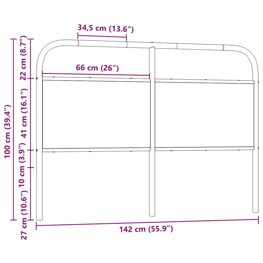 Tête de lit de remplacement chêne sonoma 135 cm acier et bois d'ingénierie - 7
