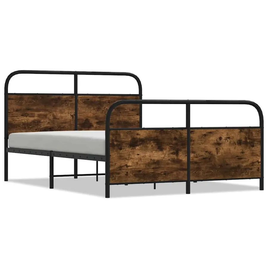 Cadre de lit sans matelas 120x200 cm chêne fumé bois ingénierie - 2