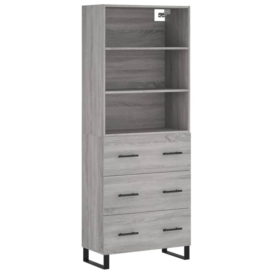 Buffet haut Sonoma gris 69,5x34x180 cm Bois d'ingénierie - 2