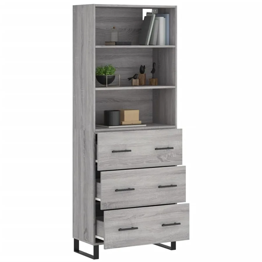 Buffet haut Sonoma gris 69,5x34x180 cm Bois d'ingénierie - 3