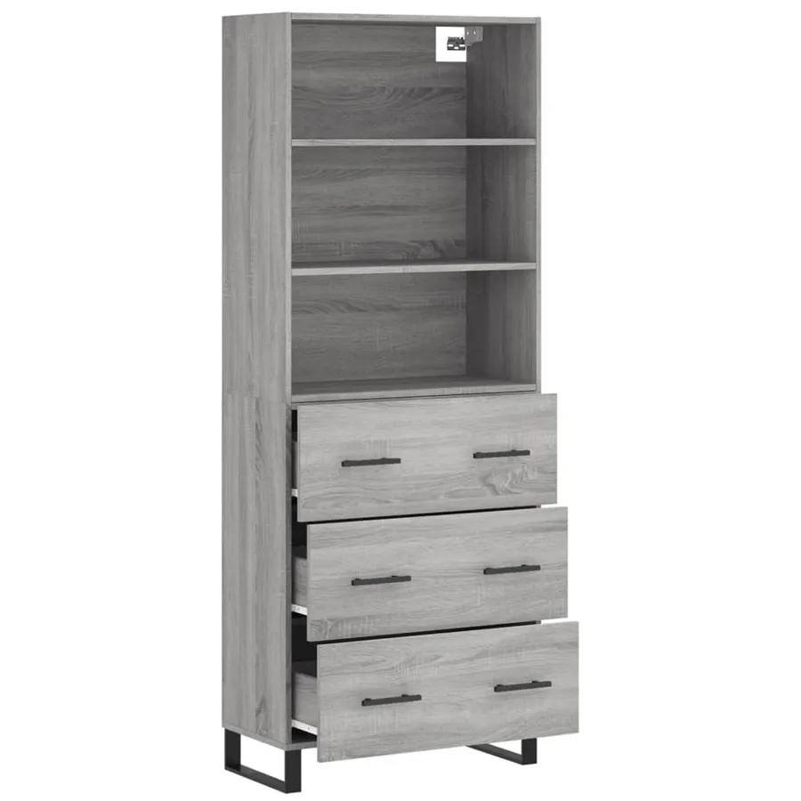 Buffet haut Sonoma gris 69,5x34x180 cm Bois d'ingénierie - 4