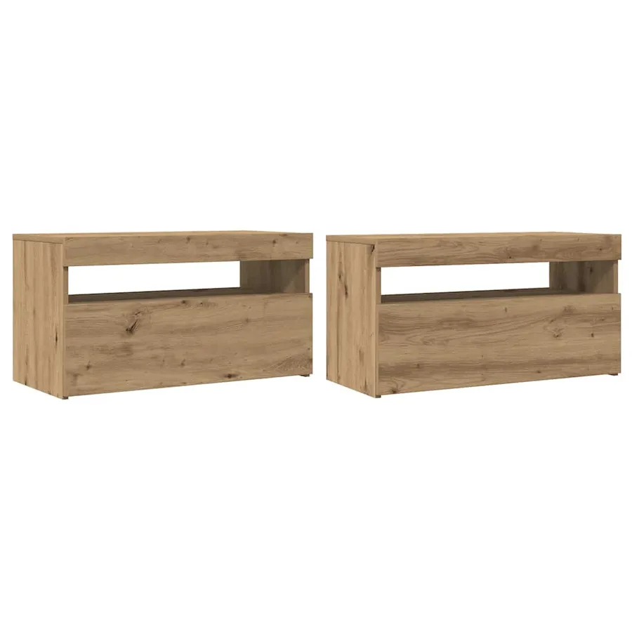 Meuble TV avec lumières LED chêne artisanal bois d'ingénierie - 2
