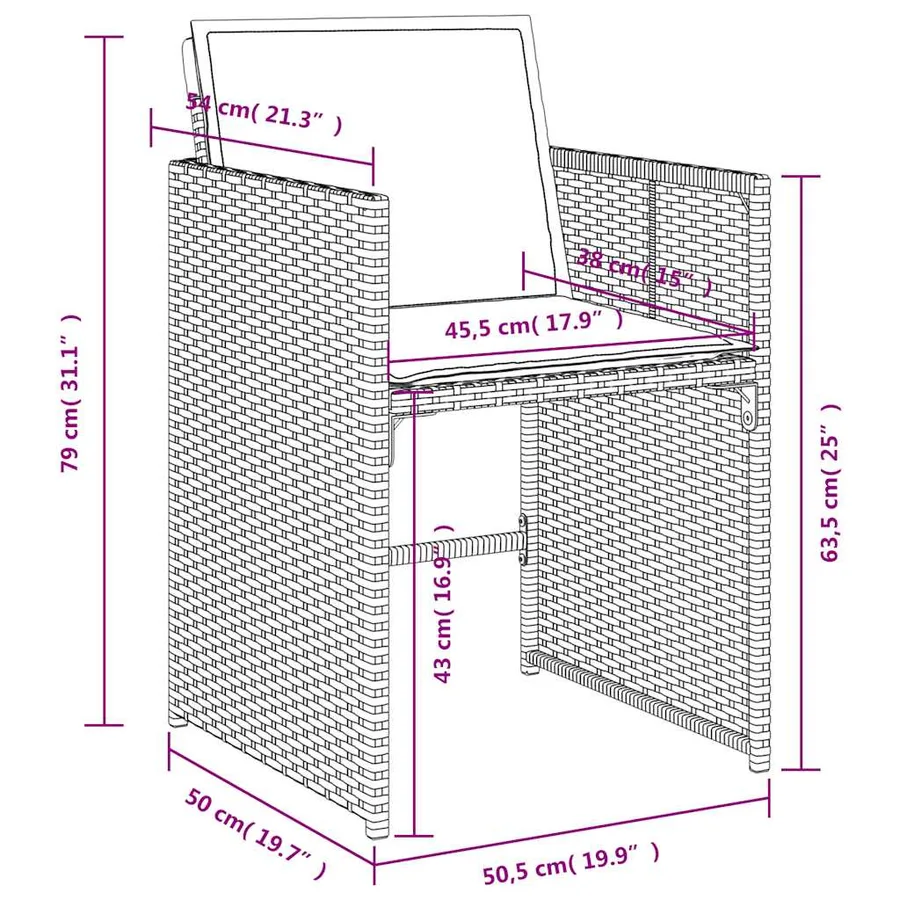 Ensemble à manger de jardin 5 pcs coussins gris résine tressée - 10