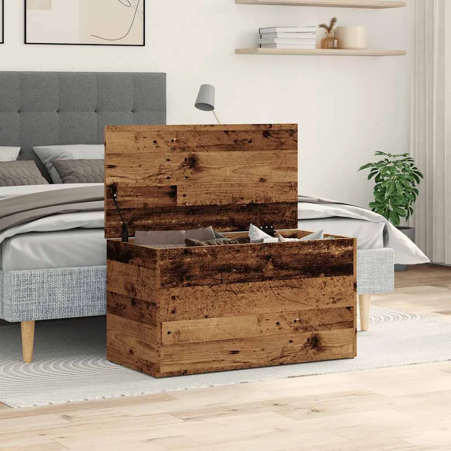 Coffre de rangement vieux bois 84x42x46 cm bois d'ingénierie - 3