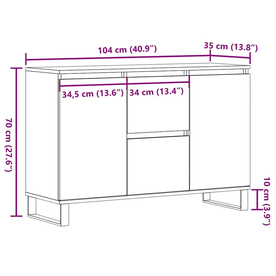 Buffet vieux bois 101,5x35x70 cm bois d’ingénierie - 10
