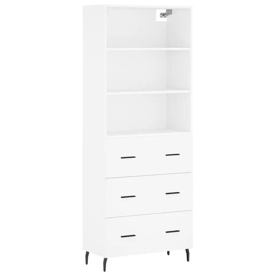 Buffet haut Blanc 69,5x34x180 cm Bois d'ingénierie - 2