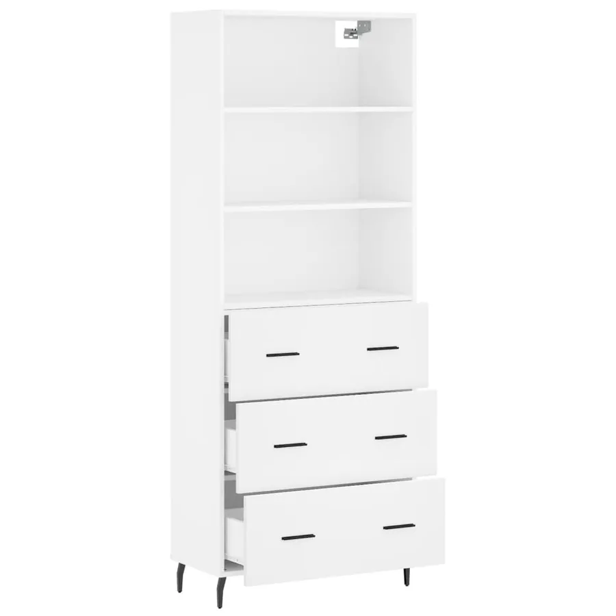 Buffet haut Blanc 69,5x34x180 cm Bois d'ingénierie - 4