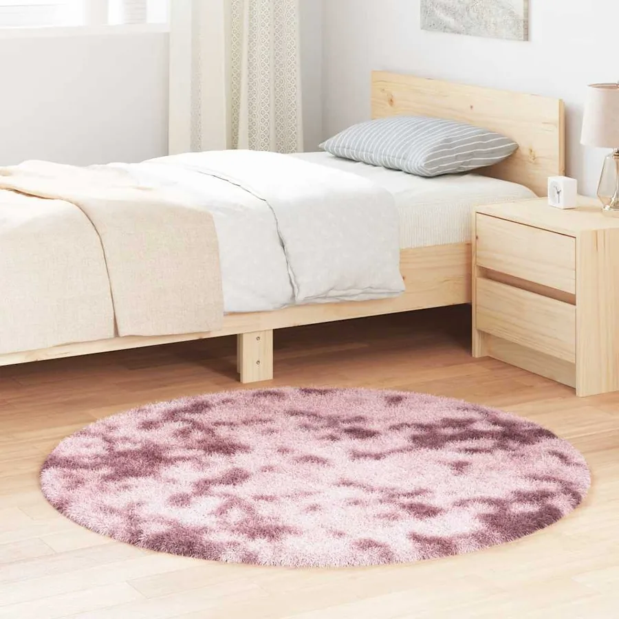 Tapis Shaggy à poils longs NAVARRA rose poudré 120x120 cm
