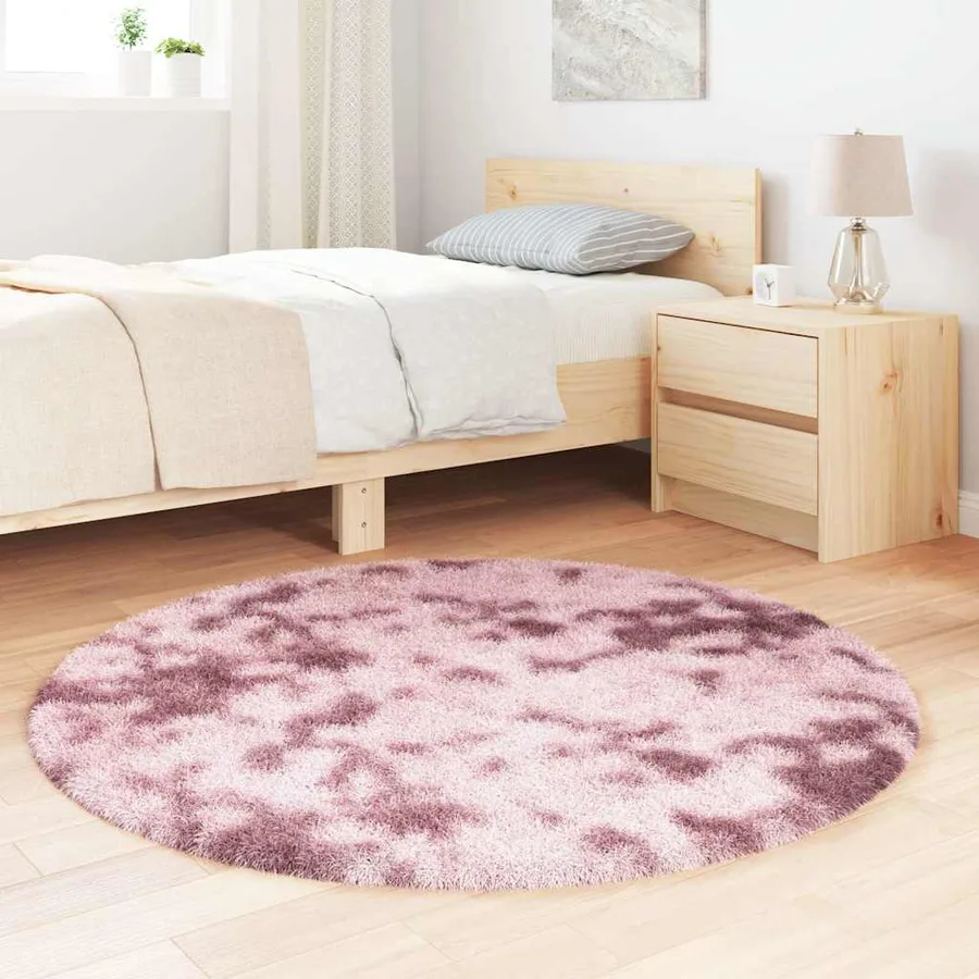 Tapis Shaggy à poils longs NAVARRA rose poudré 120x120 cm - 3