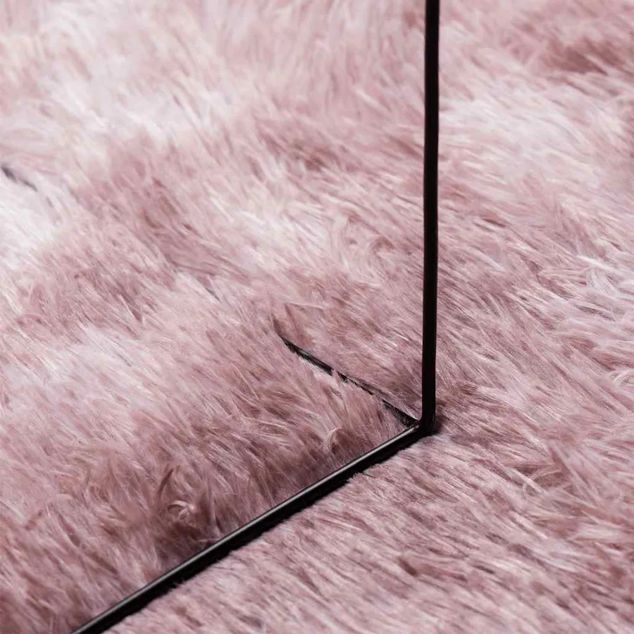 Tapis Shaggy à poils longs NAVARRA rose poudré 120x120 cm - 7
