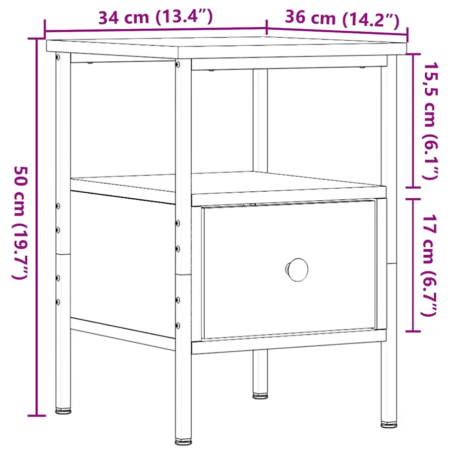 Tables de chevet 2 pcs vieux bois 34x36x50 cm bois d'ingénierie - 11