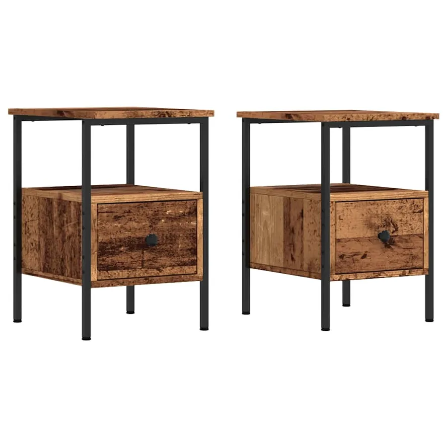 Tables de chevet 2 pcs vieux bois 34x36x50 cm bois d'ingénierie - 2