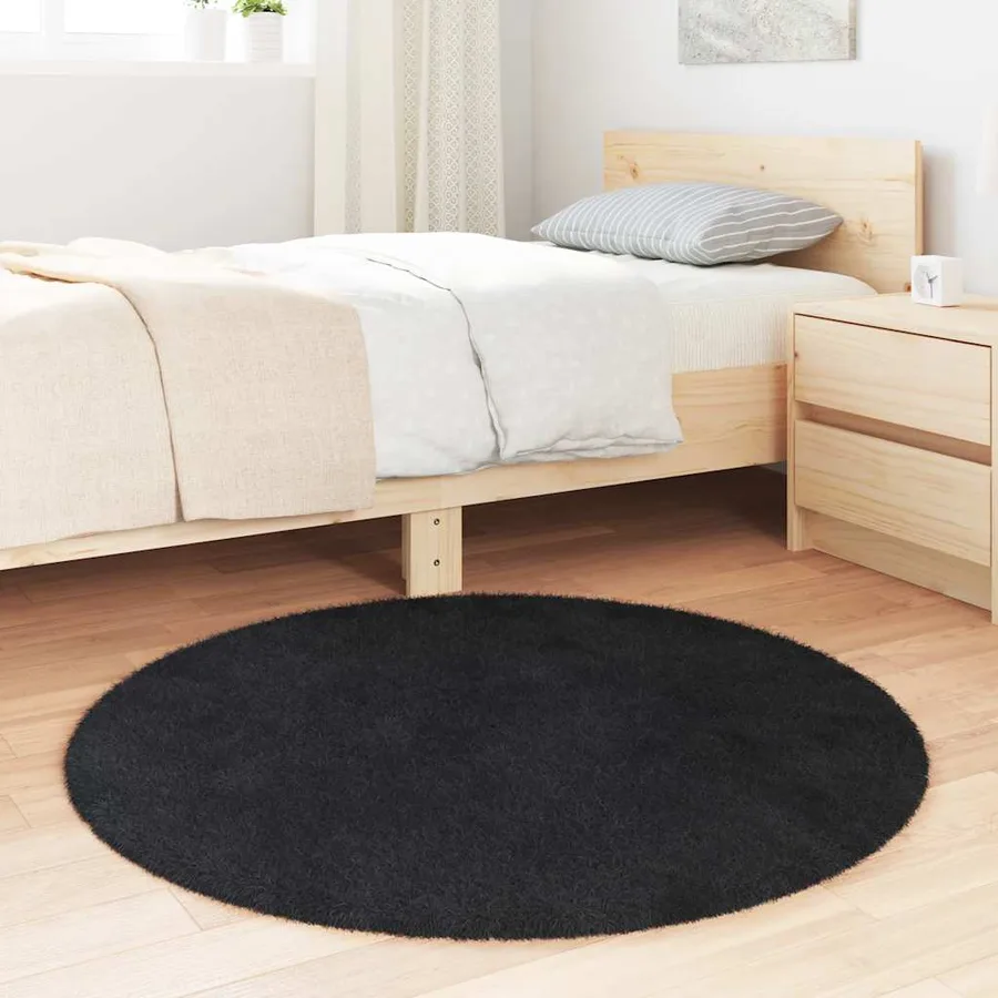 Tapis shaggy à poils longs NAVARRA noir 100x100 cm polyester - 3