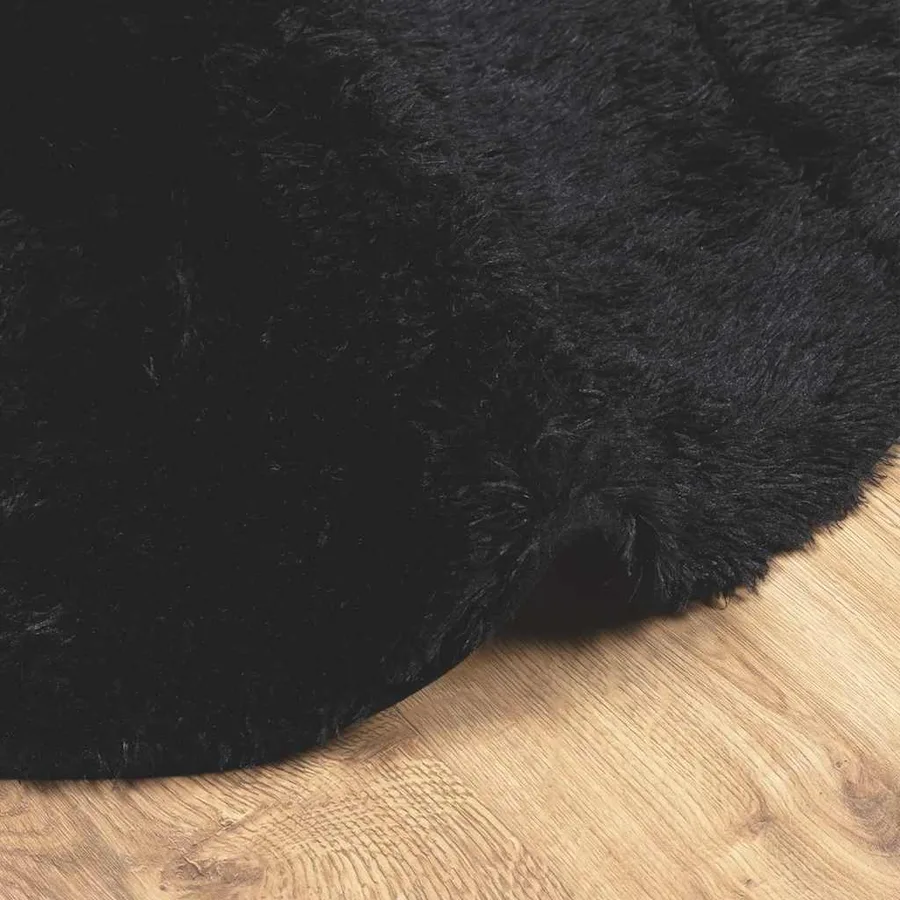 Tapis shaggy à poils longs NAVARRA noir 100x100 cm polyester - 5