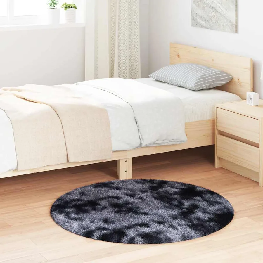 Tapis Shaggy à poils longs NAVARRA gris foncé 100x100 cm