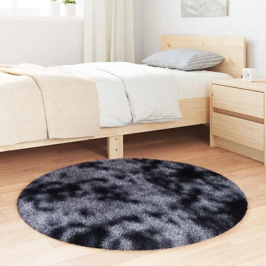 Tapis Shaggy à poils longs NAVARRA gris foncé 100x100 cm - 3