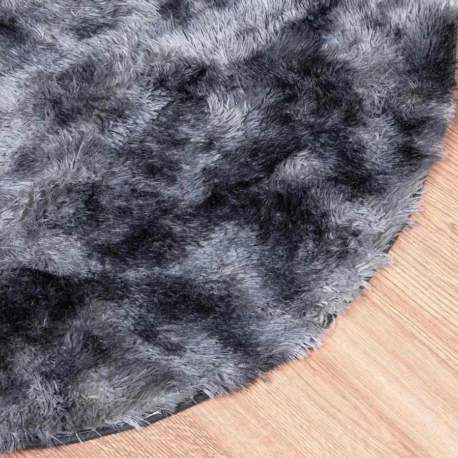 Tapis Shaggy à poils longs NAVARRA gris foncé 100x100 cm - 4