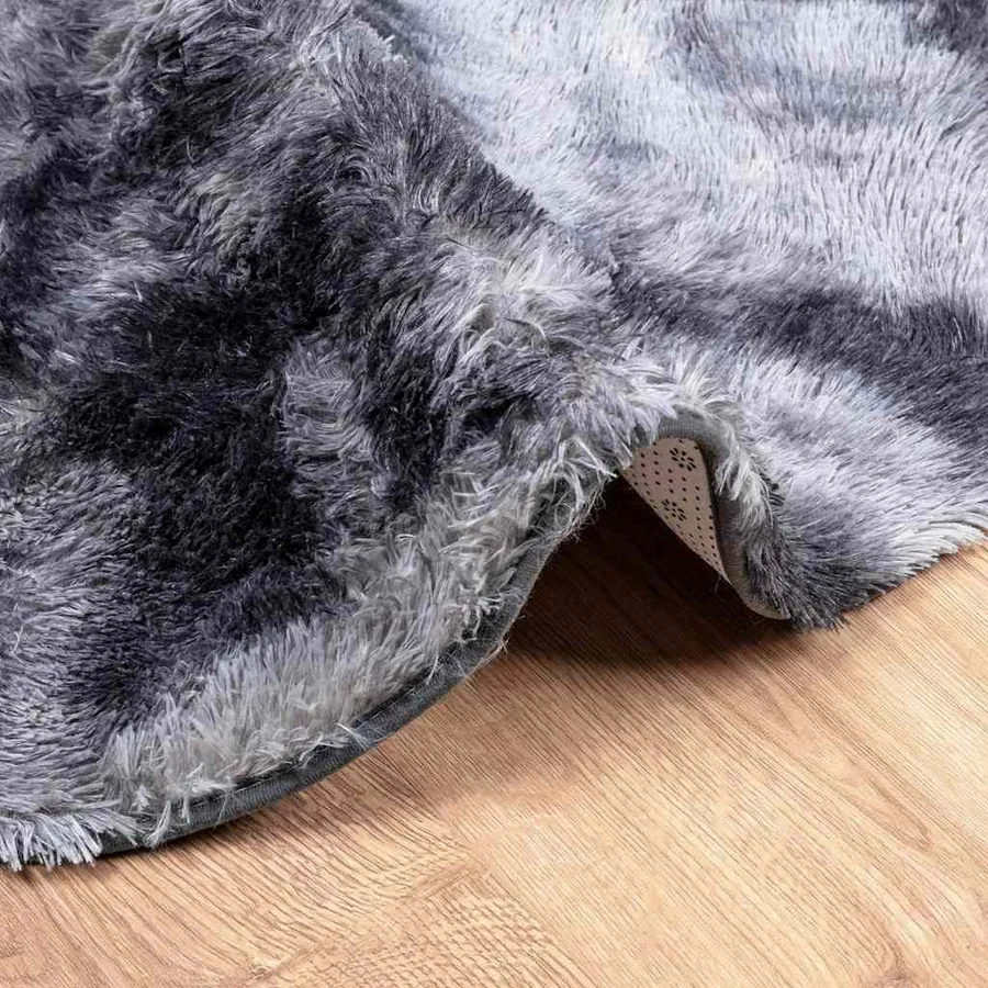 Tapis Shaggy à poils longs NAVARRA gris foncé 100x100 cm - 5