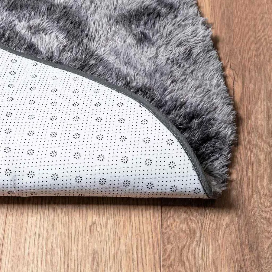 Tapis Shaggy à poils longs NAVARRA gris foncé 100x100 cm - 6