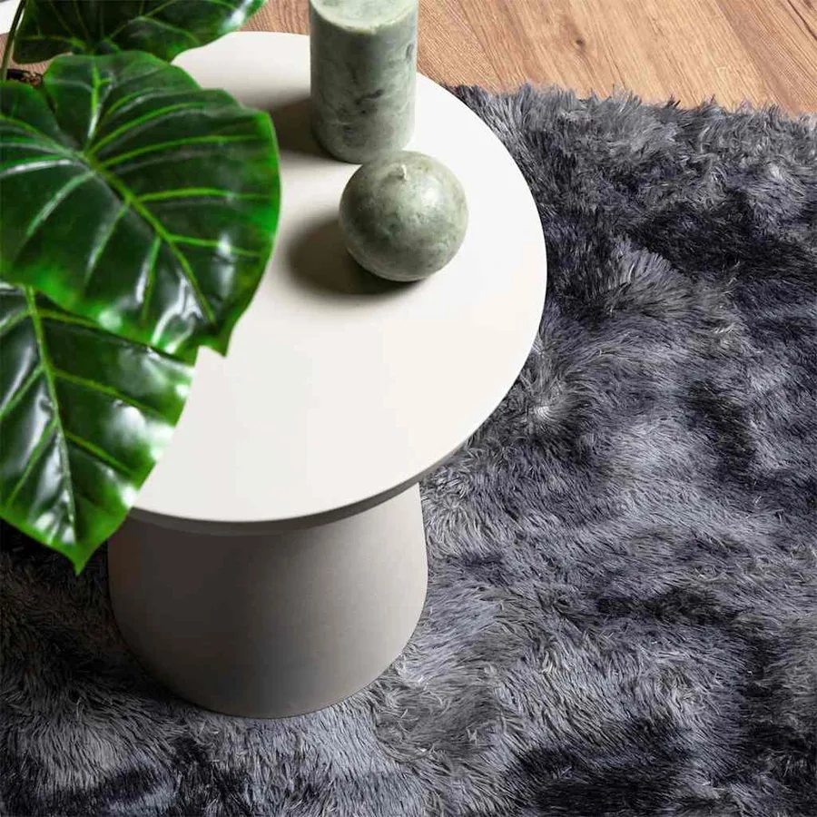Tapis Shaggy à poils longs NAVARRA gris foncé 100x100 cm - 8