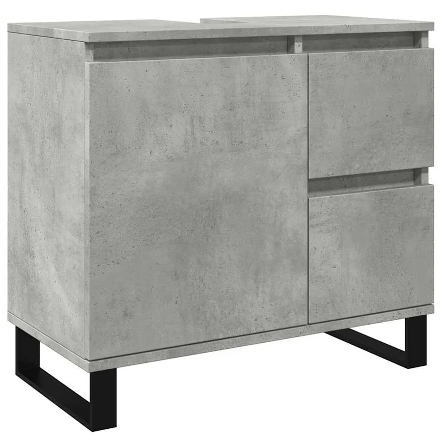 Armoire de lavabo de salle de bain gris béton 65x33x60 cm - 2