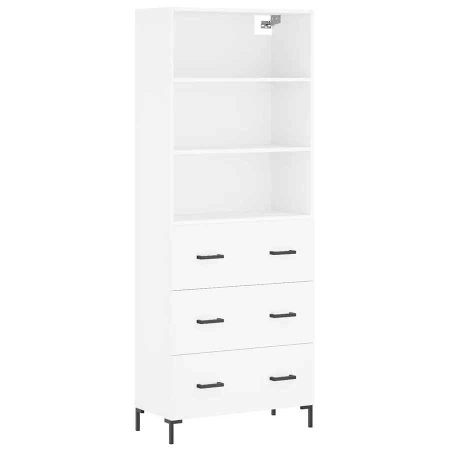 Buffet haut Blanc 69,5x34x180 cm Bois d'ingénierie - 2
